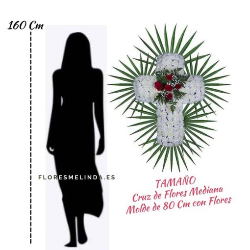 Corona Funeraria con forma de cruz de flores blancas tanatorio Madrid