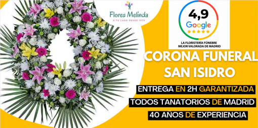Corona flores funeral tanatorio San Isidro