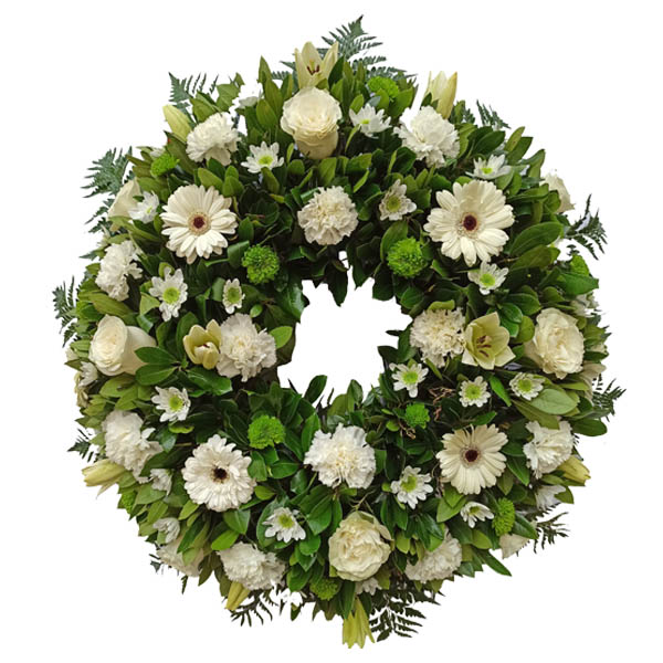 Corona de Flores Funeraria barata para enviar al tanatorio de MADRID Descanso