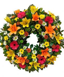 Corona de flores para enviar a funeral "Primavera"