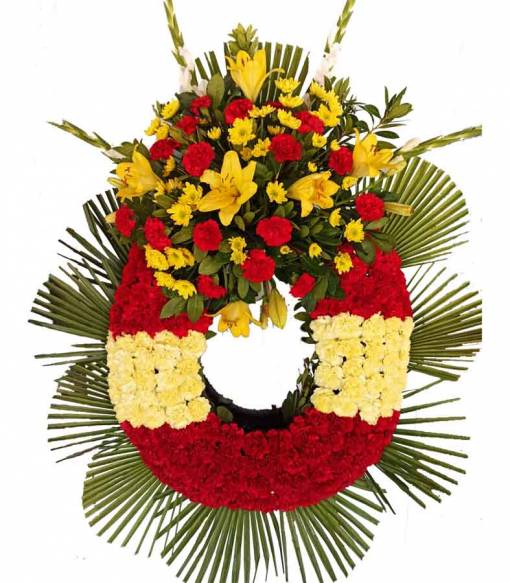 corona funeraria bandera de España floristería tanatorio Madrid M30