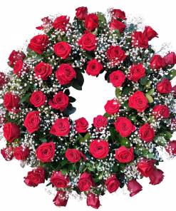 corona funeraria rosas rojas tanatorio Madrid