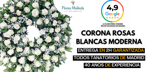 Corona de flores para un funeral de rosas blancas