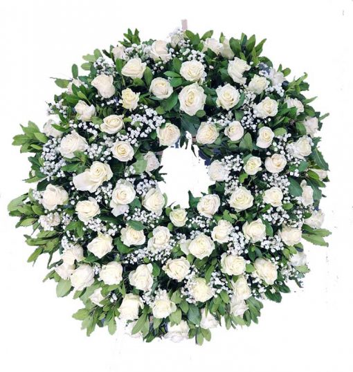 corona de rosas blancas para funeral Madrid moderna 2 (1)