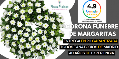 Corona para funeral en Madrid de Margaritas