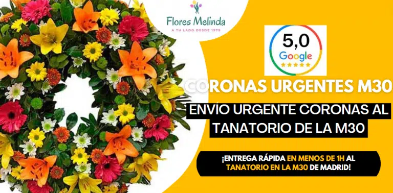Coronas flores tanatorio M30 Madrid Floristería